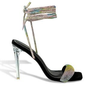 RHINESTONE LACE UP HEEL